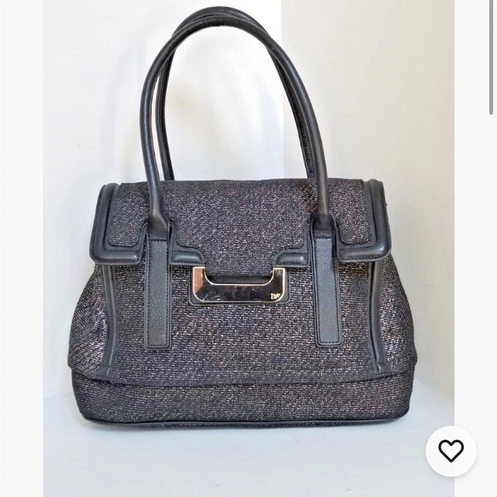 DVF metallic tweed and leather Handbag